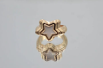 Gold-Plated White Star Enamel Ring
